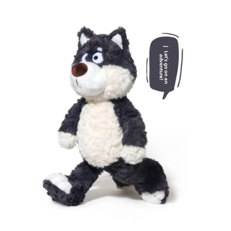 Curious Gray Wolf Plush Toy Soft Animal Cosy Stuffed Doll For Kids Gift