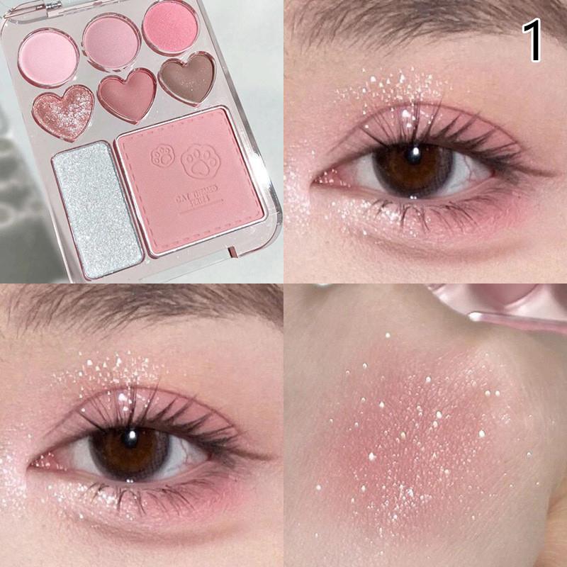 8-Color Love Eye Shadow Plate Blush High-Light Integrated Natural And Long-Lasting Light Shine Eyeshadow Daily Makeup Palette