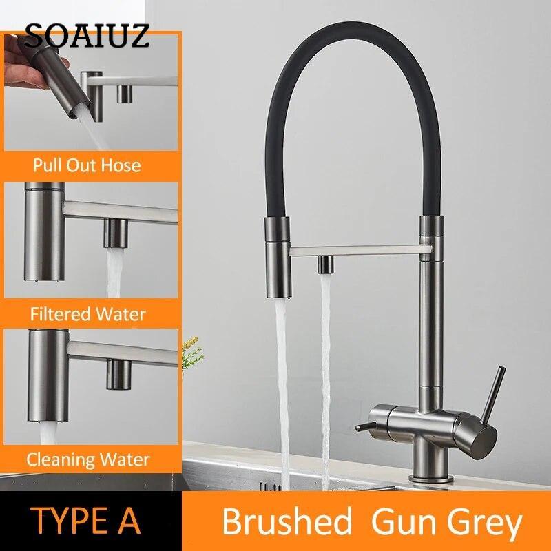 Black Grey Filtered Kitchen Faucet Water Filter Kitchen Faucets Filter Faucet Mixer Water Purification Water Drinking Water Taps