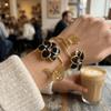 Artistic Drip Oil Flower Arm Ring Vintage Butterfly Open Bangle  Fashion Accessory