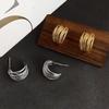Fashion Vintage Copper Smooth Electroplating Geometric Luxury Simple and Multi-layer Irregular Earrings Women Trendy Jewelry