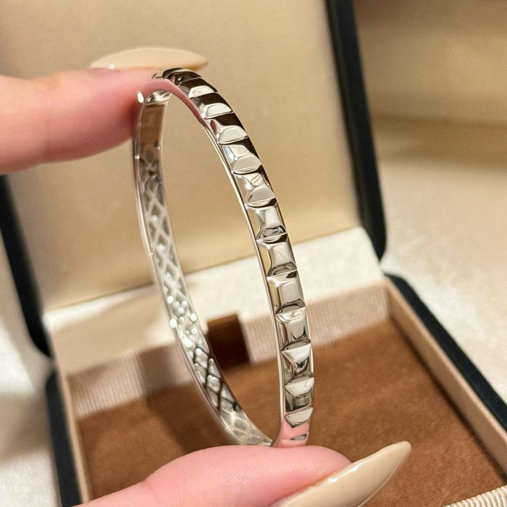 New Vintage 100% Pure 925 Sterling Silver Bangles Smooth Surface Ice Cubes Shape Bracelet For Women Luxury Fine Jewelry