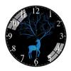 Blue Deer Wall Clock Rose Gold Frame Abstract Galaxy Deer with Tree Antlers Design for Living Room Bedroom Kitchen Home Decor