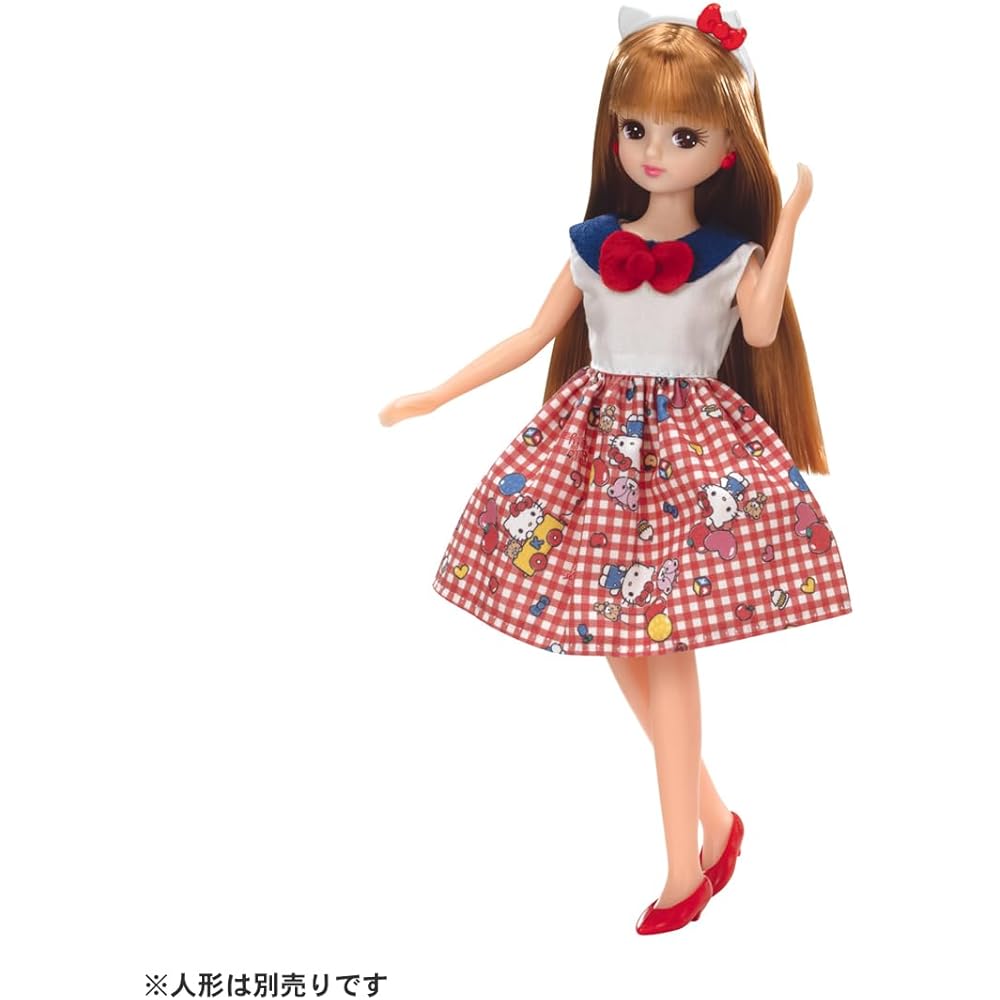 Takara Tomy Licca-chan Dress My Choice Sanrio Characters Hello Kitty Outfit with Headband Toy for Ages 3 and Up