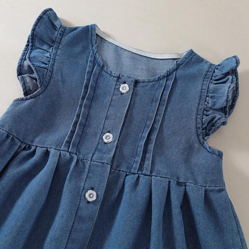 3-10 Years Kids Girls Blue Demin Dress Sleeveless Dress