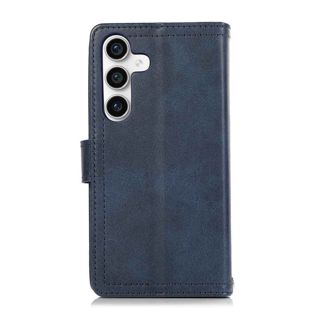 For Samsung Galaxy S25 Case Split Leather Magnetic Wallet Phone Protector with Wrist Strap
