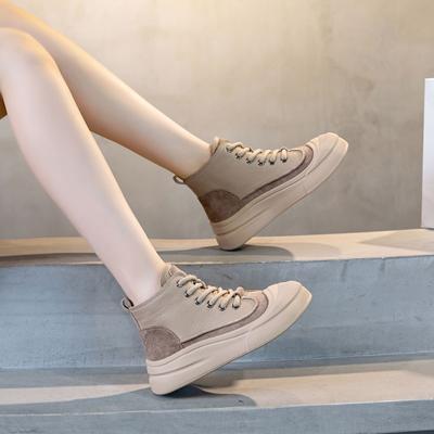 Damskie buty na wysokiej cholewce, nowe buty na płaskiej podeszwie, wszechstronne, z miękką podeszwą, sznurowane, casualowe buty sportowe
