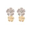 Retro Exquisite Temperament Stud Earrings Big Flower Pattern Metal Wind Fringed Earrings Niche Unique Earrings