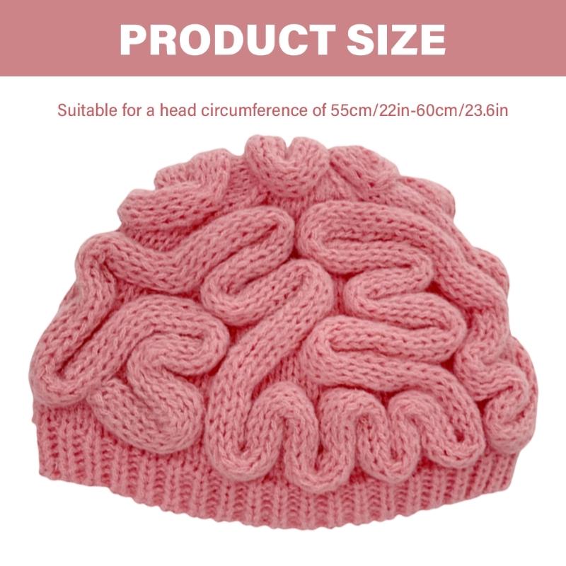 Lovely Cerebrum Beanies Hat Windproof Skull Hat Female Thick Warm Hat Outdoor Hat Cold Weather Beanies for Adult