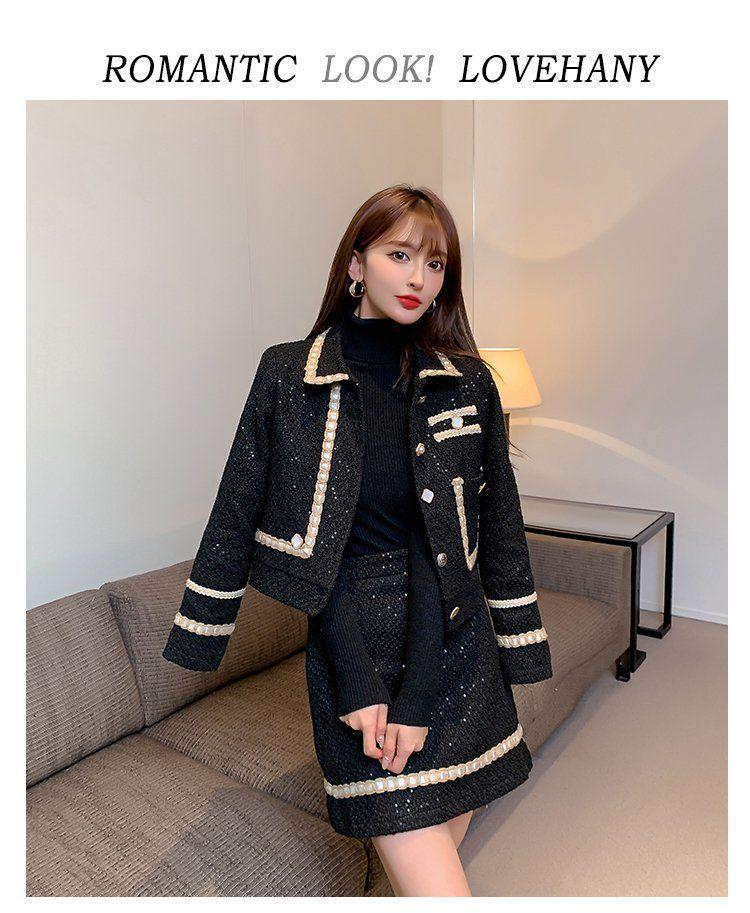Elegant French Retro Tweed Skirt Suit - Spring/Autumn Fashionable Two-Piece Set