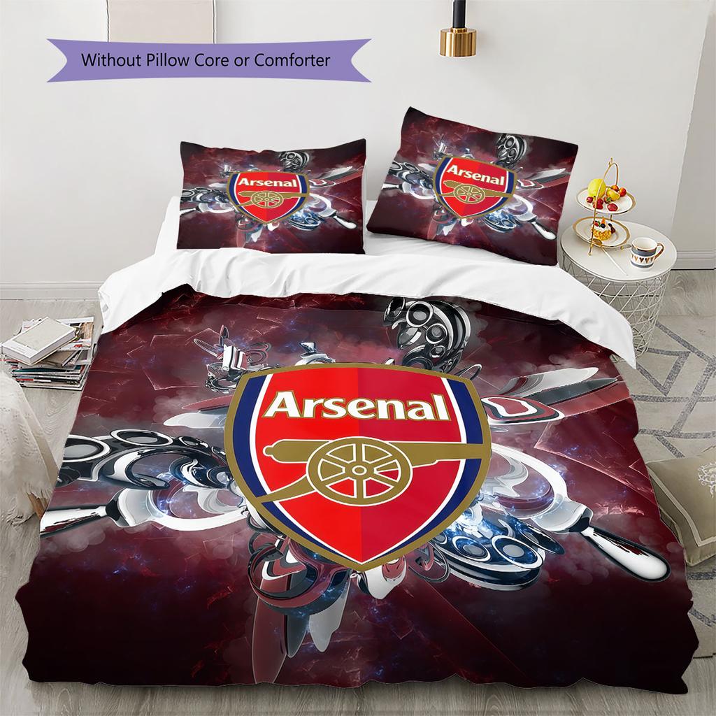 Arsenal F Pattern Bedding,Quilt Set Quilt Cover Pillowcase Home Birthday Gift(1 * duvet cover + 2 * pillowcase, without core)