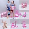 Happy Family Playset Pregnant Mom Dad Baby Doll Stroller Bed Toy Accessories