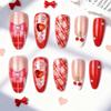 30-Piece Set: Handmade Almond Nails with 3D Flowers, Butterflies & Pearls