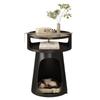 Nordic Retro Bedside Table: Simple Bedroom Nightstand with Metal Shelf, Small Space Sofa Side Table, Pet Bed Option for Cats and Dogs.