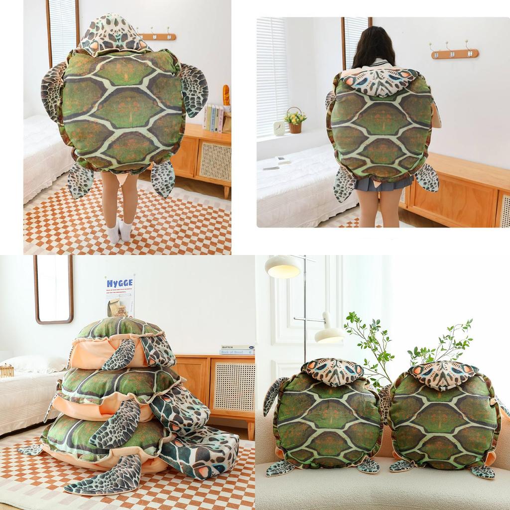 Cuscino Peluche Unico e Adorabile a Forma di Guscio di Tartaruga Giocattolo Morbido Indossabile per Rilassamento Accogliente