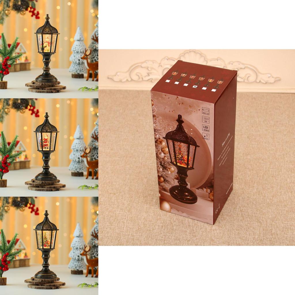 Weihnachts Schneemann Figur Vintage Tischlampe Mit Licht Musik Und Schnee-Effekt Für Feiertagsdeko