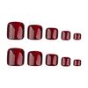 New Year Red Cat Eye Square Reusable Toe Nails - Solid Color Short Nail Tips