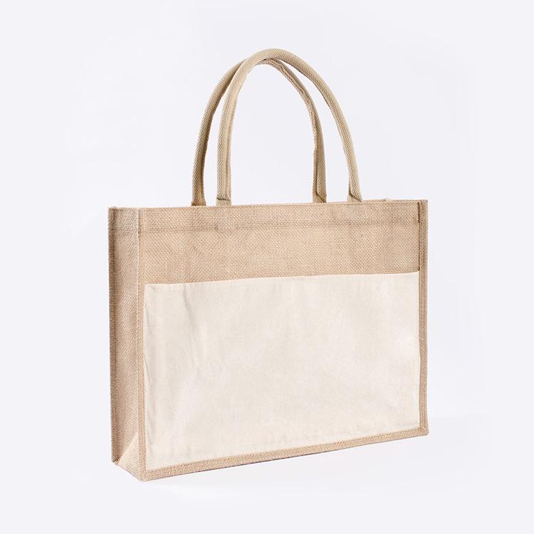 

Large Blank Jute Tote Bag - Customizable Cotton-Linen Shopping Bag