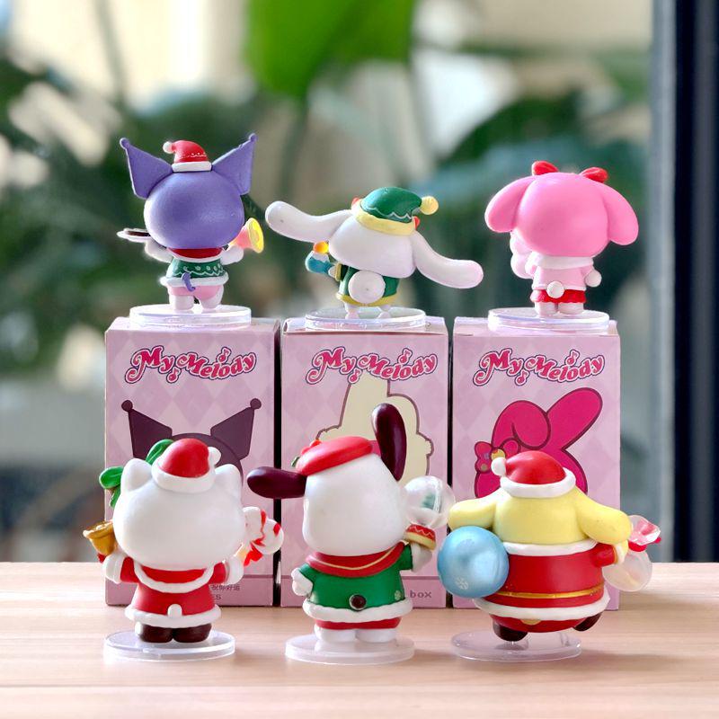 6 Sanrio Christmas Figures: Hand-Painted Cute My Melody & Kuromi Dolls for Girls