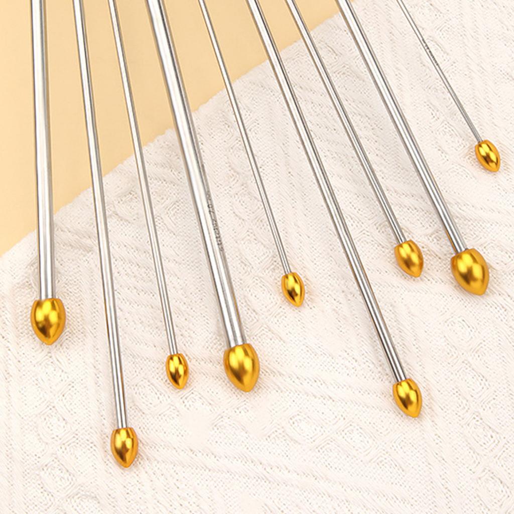 5Pcs Stainless Steel Double Pointed Knitting Needle with 2 Straight Single Pointed Knitting Needle for Beginner Knitting