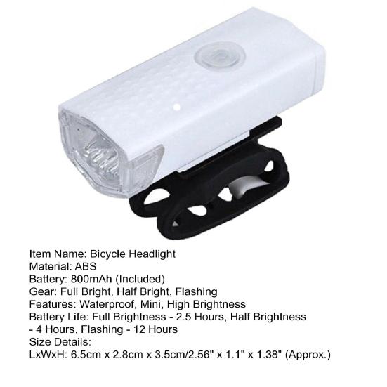 Bike Light USB Charging Waterproof Super Bright LED 360 Degree Rotation Illumination ABS Bike Headlights for Riding