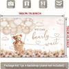 2D Teddy Bear Hot Air Balloon Baby Shower Backdrop Floral Photoshoot Background