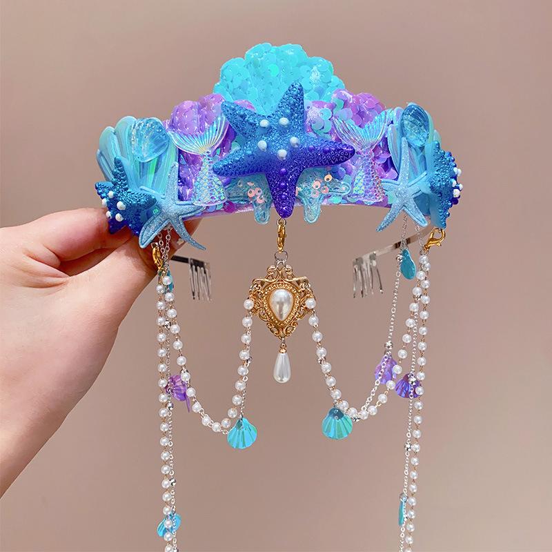 Mermaid Headwear, Children'S Princess Bow, Hairpin, Girls' Floating Yarn, Braided Hair Clip, Mermaid Maiden Hair Accessory