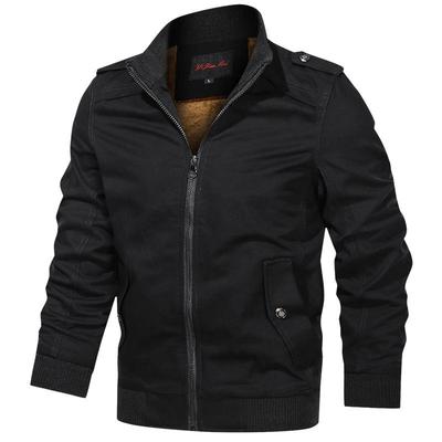Frühling und Herbst Stehkragen Herrenjacke Outdoor Bergsteigen Werkzeug Lässiger reiner Baumwolle Einfarbiger Obermantel