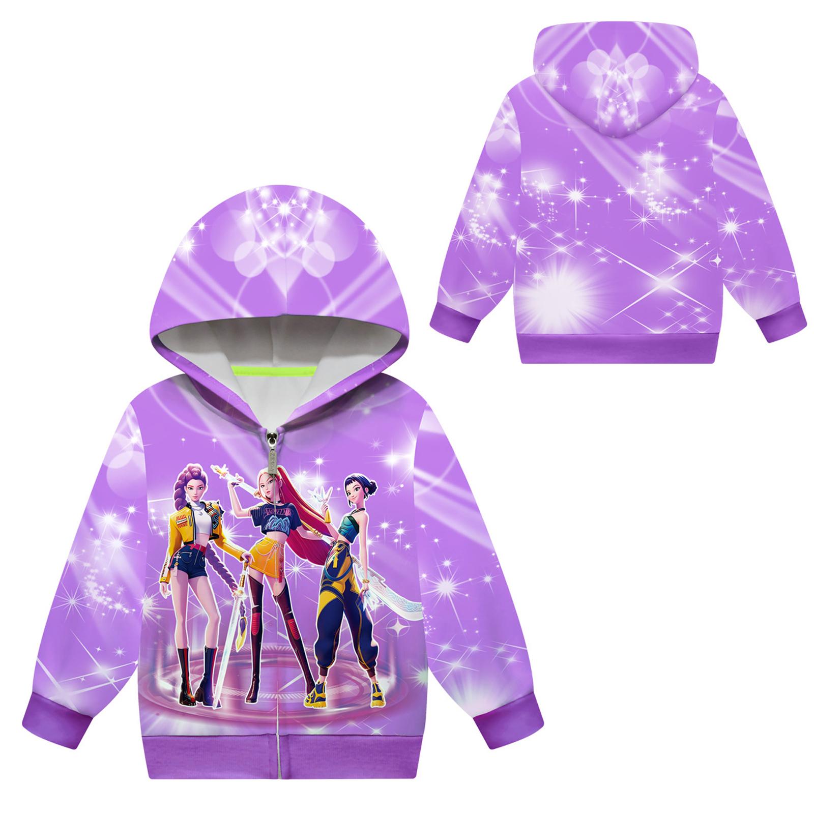 

Худи для девочек 3D Мультяшная куртка Толстовка Музыкальная на молнии с капюшоном с длинным рукавом Топы 160 фиолетовый