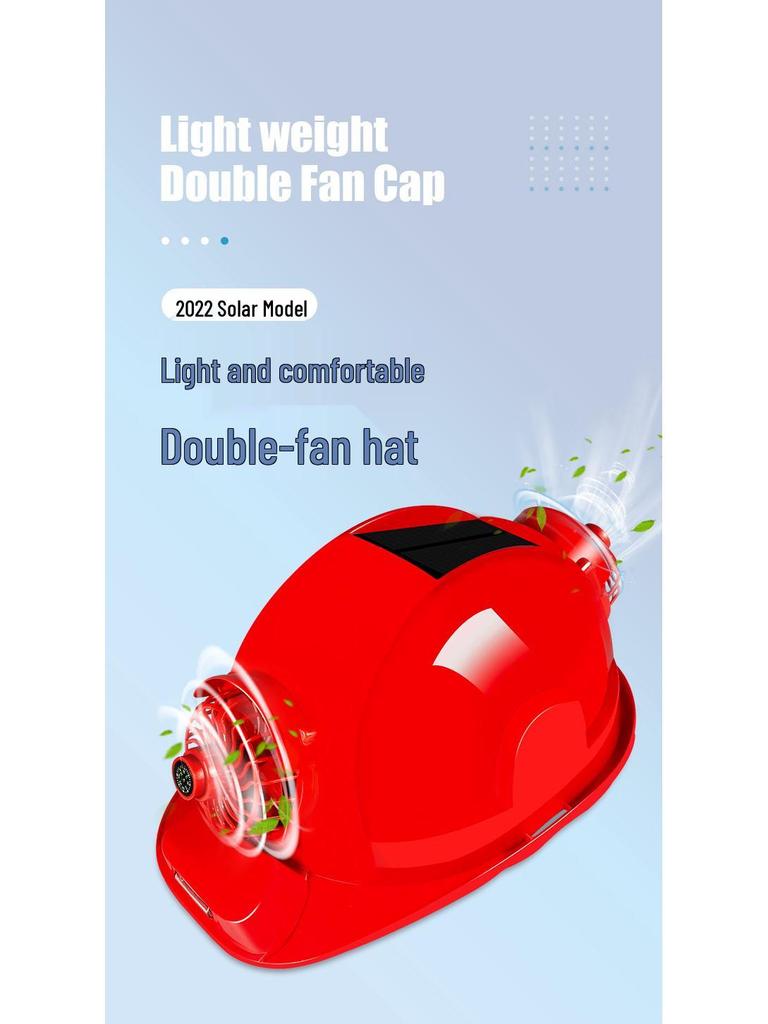Solar-Powered Dual Fan Hat with Lamp: Lightweight, Breathable Summer Cooling Headgear with Sun Protection