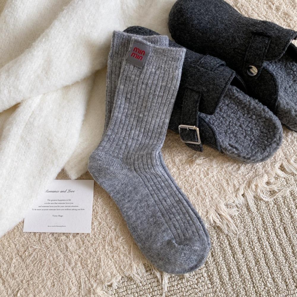 Thicken Middle Tube Socks Heel Label Women's Socks Fashion Winter Socks