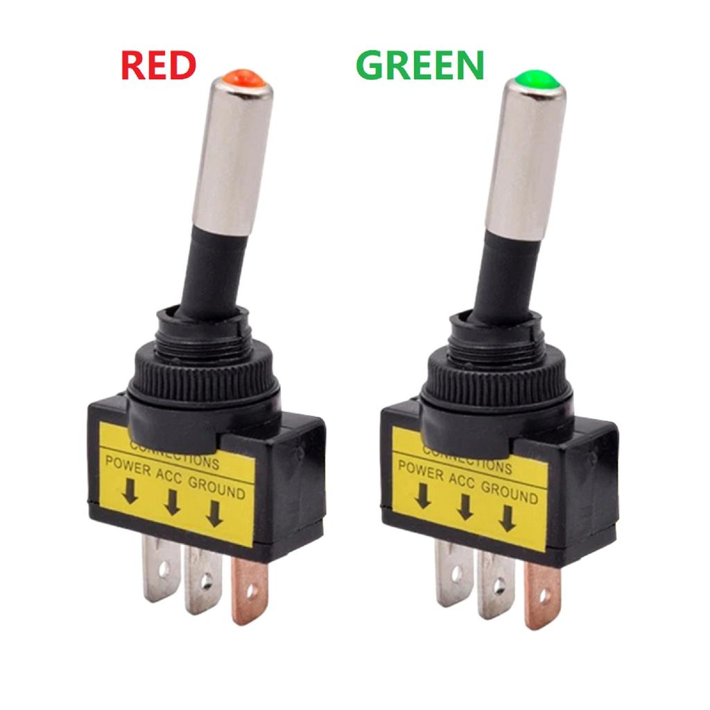 12mm Automotive Toggle Switch 12V 20A SPST ON OFF 2 Position 3 Pin LED Indicator for Car and Marine Panels 2 Pack
