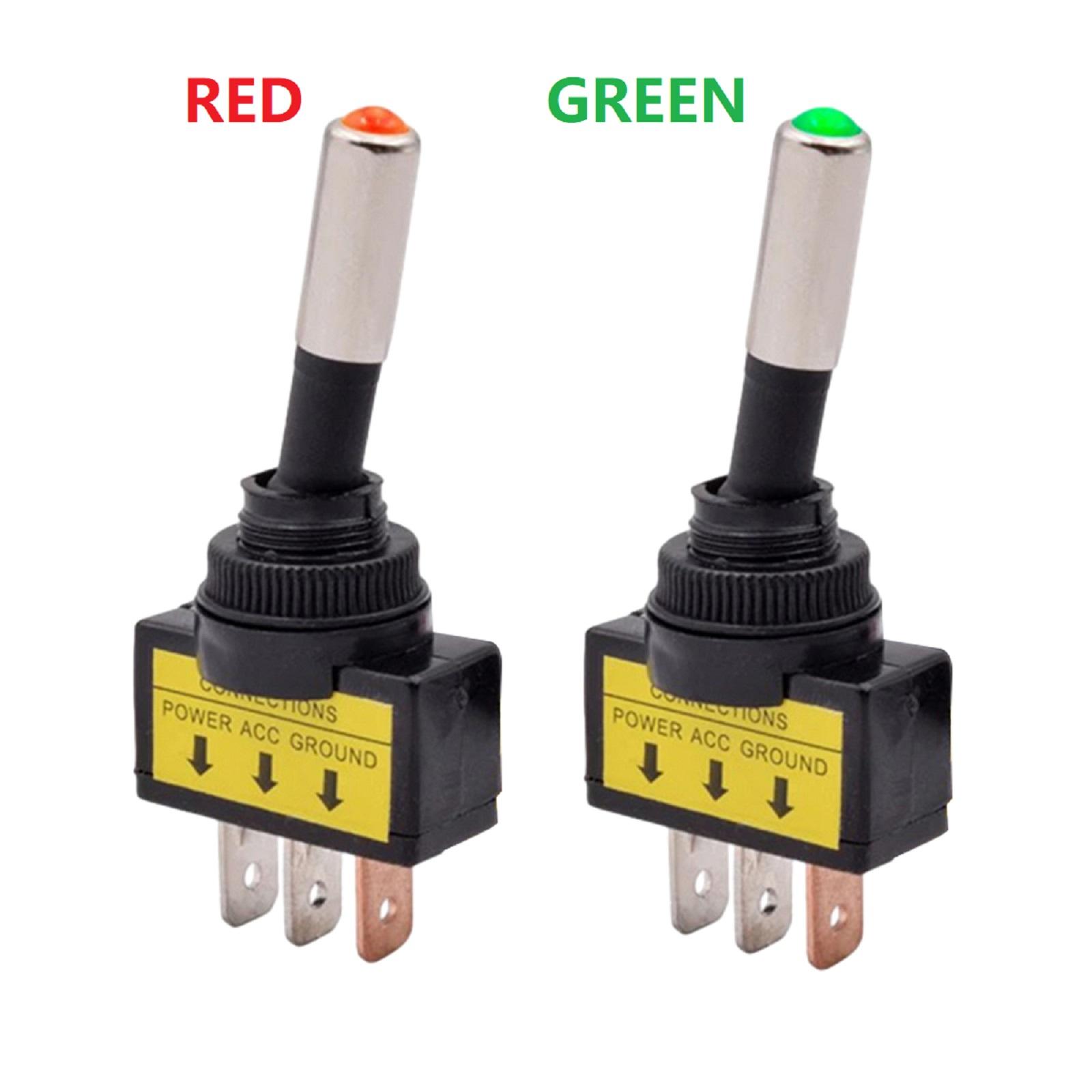 

Automotive Switch 2PCS 12mm SPST ON OFF 12V 20A with LED Indicator 3 Pin Panel Mount for Car and Marine Panel Wiring