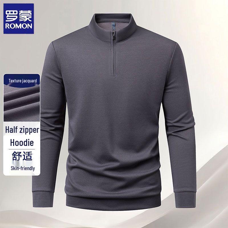 ROMON Men s Spring Autumn Stand-up Collar Half-Zip Sweatshirt 4XL