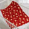Gingerbread Tree Pattern Flannel Blanket Machine Washable Modern Red Blanket All Seasons Digital Printed Polyester Home Decor