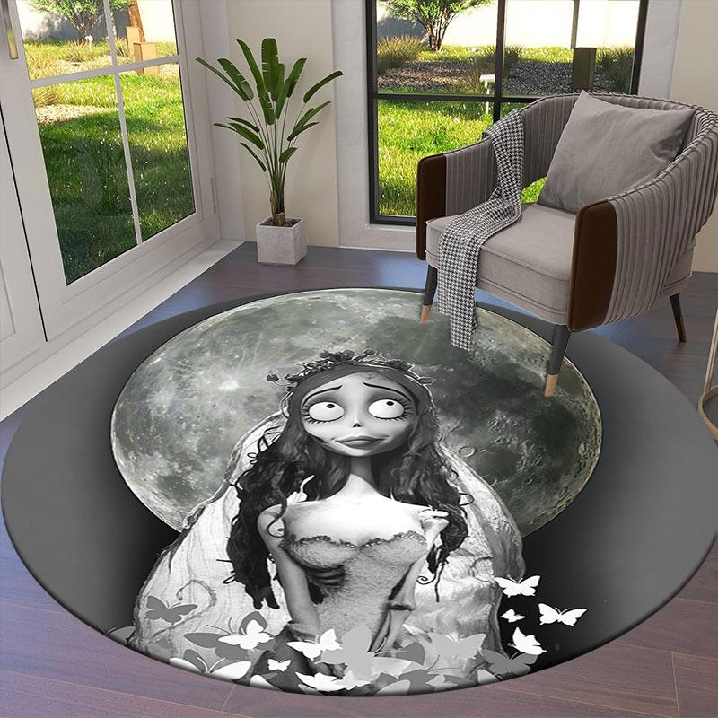 corpsebride Round Area Rug,Carpet Rug for Living Room Bedroom Sofa Playroom Decor,Non-slip Floor Mat