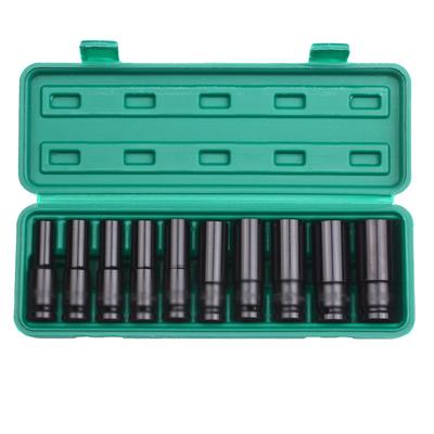 Geevorks 1/2-Zoll-Antriebs-Sechskant-Steckschlüsselsatz, 10-teilig, tiefe Steckschlüsseleinsätze, metrische Größen 8–24 mm, CR-V-Material