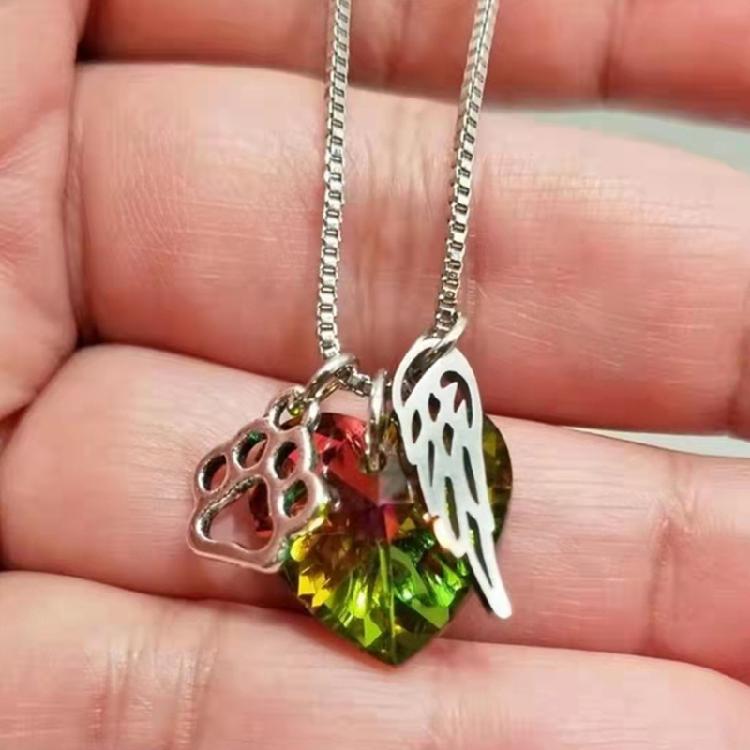 Crystal Pendant Necklace Rainbows Bridge Necklace Pet Loss Sympathy Gift