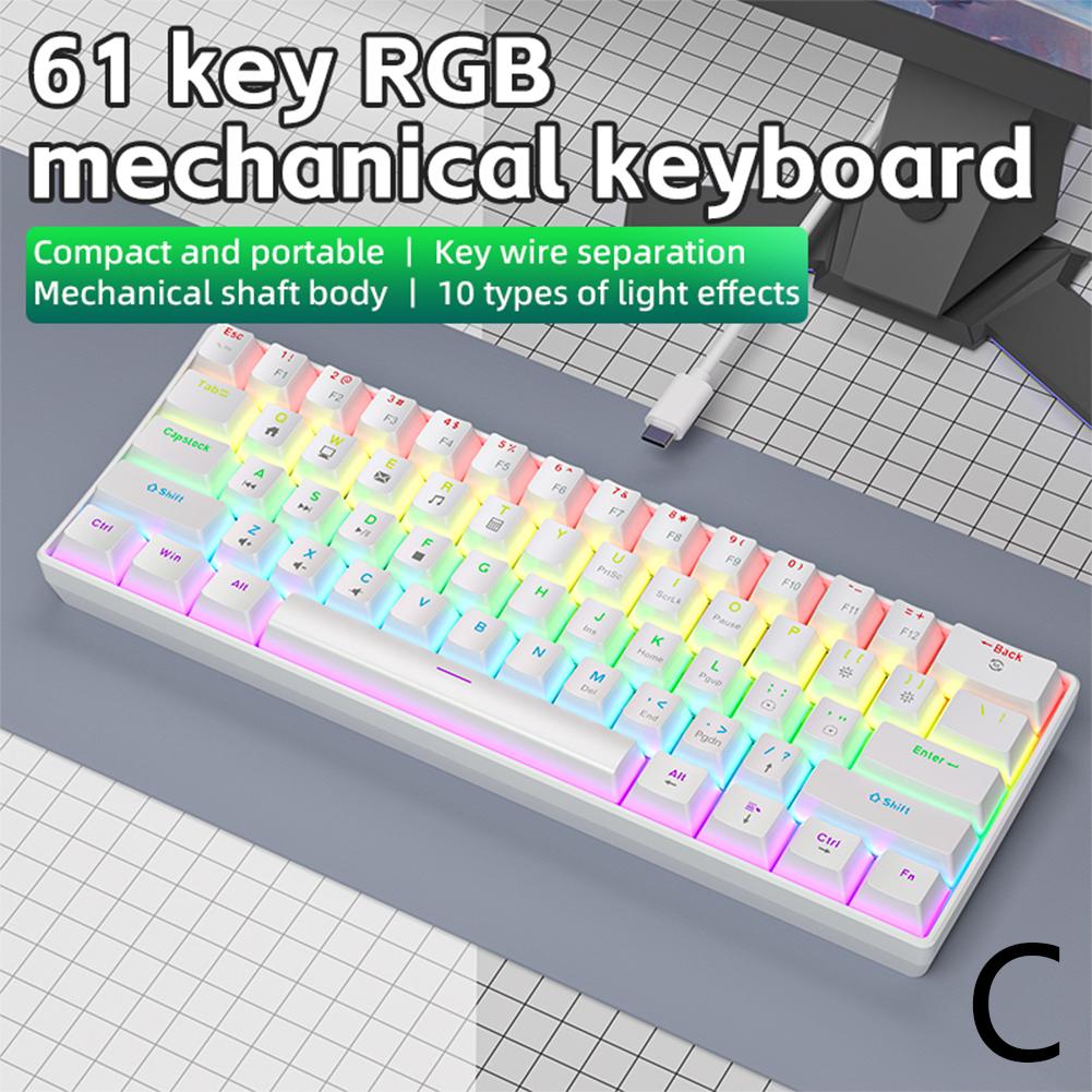 Mini Wired Gaming Mechanical Keyboard Phantom RGB, 61 Keys, Red/Blue/Yellow Switch, Ergonomic Keyboard , Portable for PC/Laptop