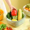 Double Layer Fruit Drain Basin Colander Bowl Large Washing Draining with Hanging Hole Durable for