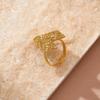 Golden Plated Hammered Arrow-Shaped Open Adjustable Ring for Women Abstract Statement Jewelry Gift
