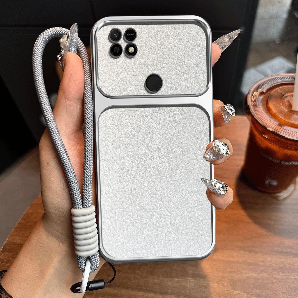 Luxury Big Window Phone Case with Lanyard for Xiaomi Redmi 10C Premium Textured Casing