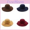 Vintage British Style Felt Hat With Large Brim And Bow For Women And Girls