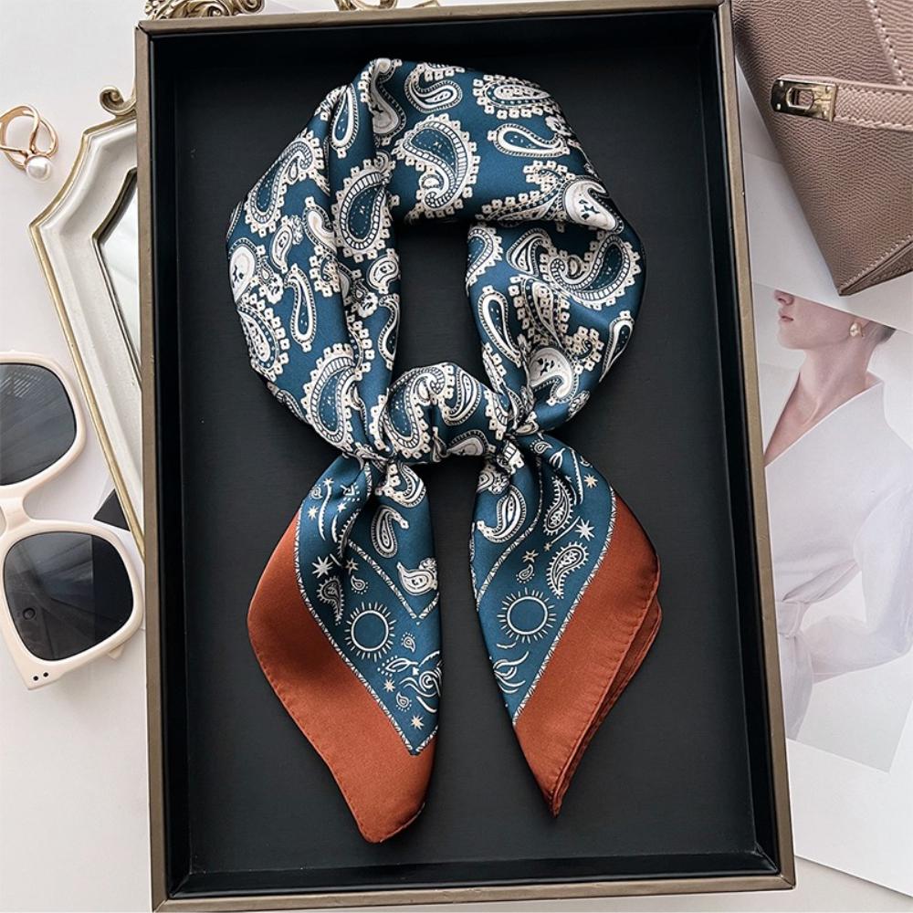 Luxury Print Square Silk Scarfs For Women Decorate Neck Ties Fashion 70*70Cm Kerchief Lady Summer Beach Hijab Female Neckerchief
