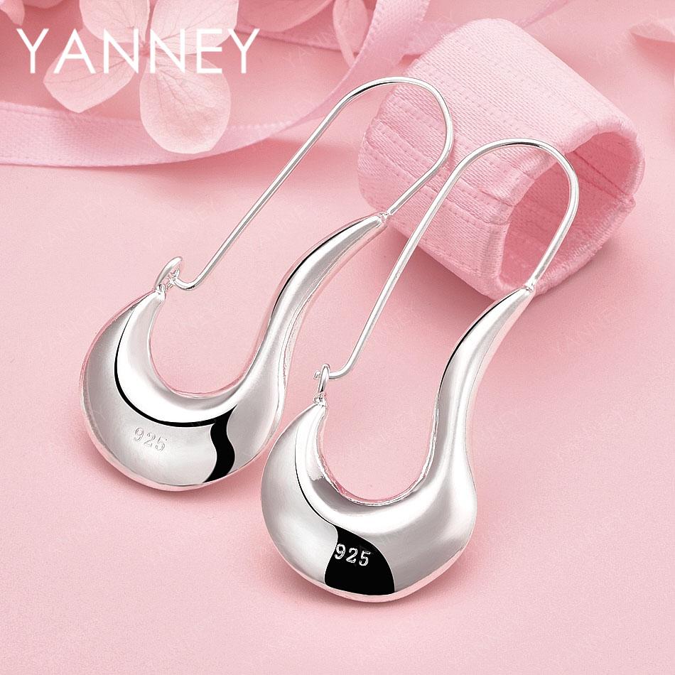 

Elegant 925 Sterling Silver 55mm Paperclip Earrings for Women, Charming Wedding Gift, Fashionable Jewelry Accessories серебряный