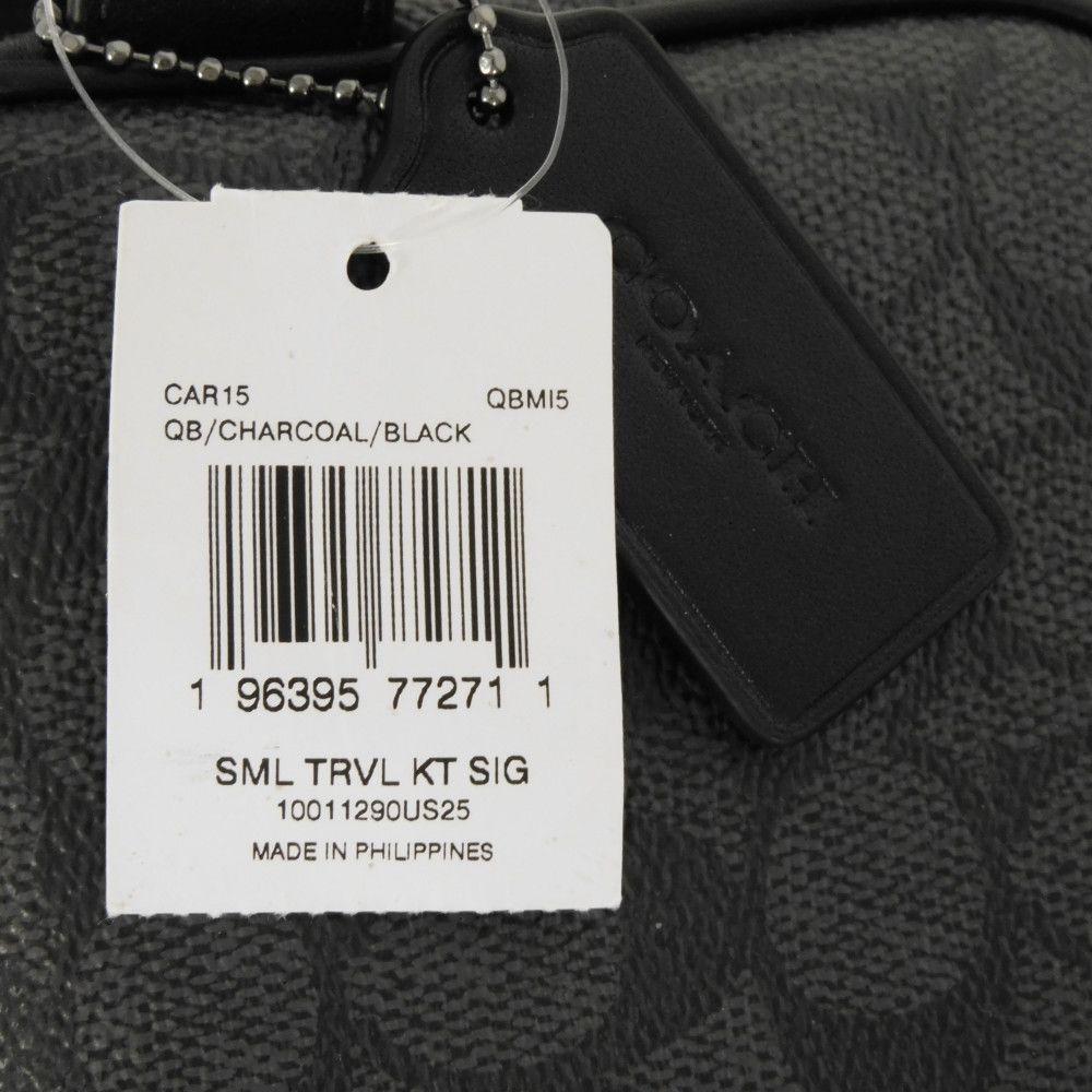 Used 9726 Small Travel Kit CAR15 7930 Current Smooth Calf Gray Handbag Pouch Unused Signature Black Men's from Japan