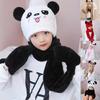 Kapuzenschal Mütze Nackenwärmer mit Tasche Fäustlinge Panda Ohren Kinder Plüsch Ohrenklappenmütze