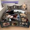 3pcs Dinosaur Collage Duvet Cover Set, Cover For Bedroom Guest Room (1 Duvet Cover + 2 Pillowcase, Without Quilt),  Yy250922188
