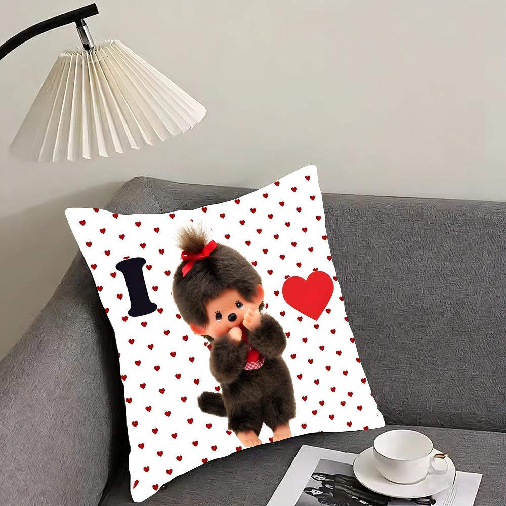 MMonchhichi Cute Cushion Cover Pillowcase Ultra Soft Skin Friendly Fabric Cloud Like Comfort Concealed Zipper