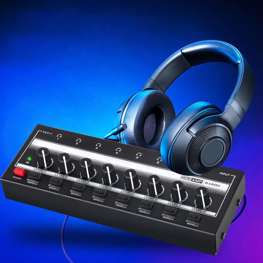 Small Size 8 Channel Headphone Amplifier with Stereo/Mono Button for Everyone Who Needs High Quality Sound Mixers
